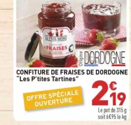 confiture de fraises de dordogne "les p'tites tartines"