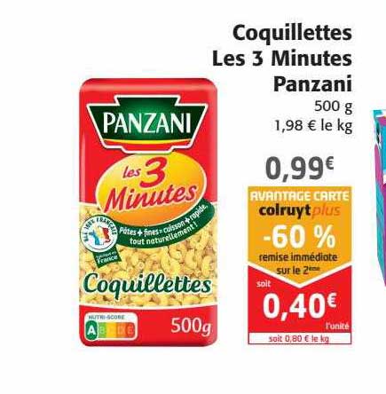 coquillettes les 3 minutes panzani