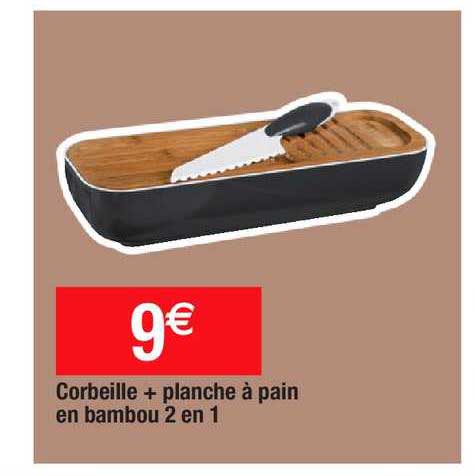 Corbeille + Planche à Pain En Bambou 2 En 1