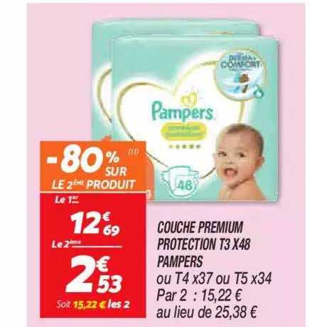 couche premium protection t3 x48 pampers