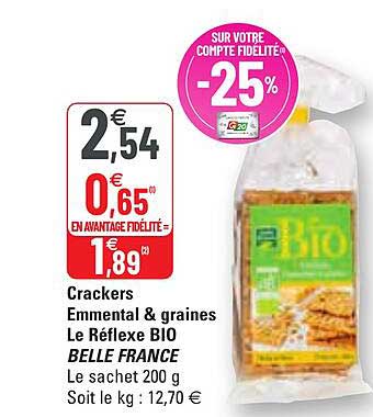 crackers emmental & graines le réflexe bio belle france