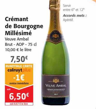 crémant de bourgogne millésimé veuve ambal brut aop
