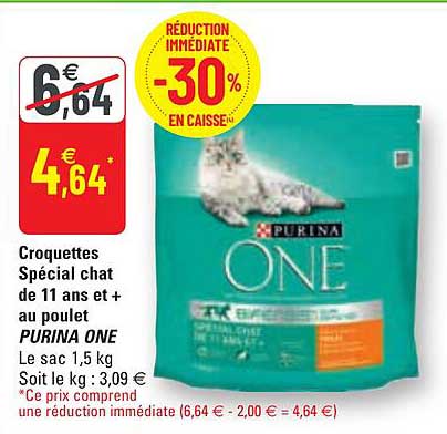 croquettes spécial chat de 11 ans et + au poulet purina one