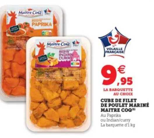 cube de filet de poulet marinés maître coq