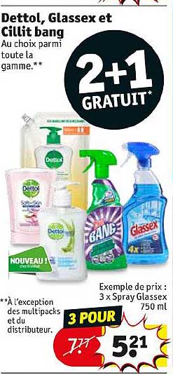 dettol, glassex et cillit bang