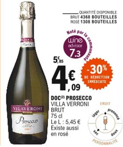 Doc Prosecco Villa Verroni Brut -30% De Réduction Immédiate