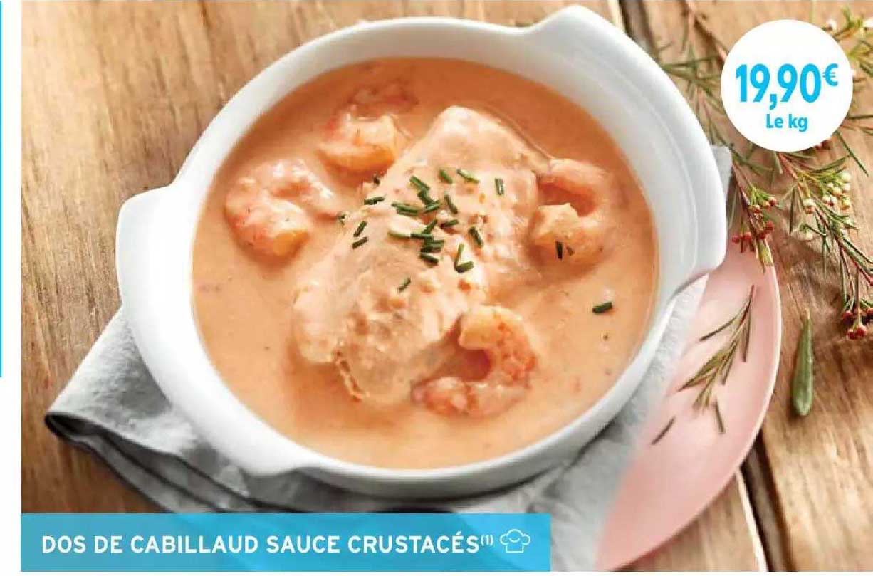 dos de cabillaud sauce crustacés