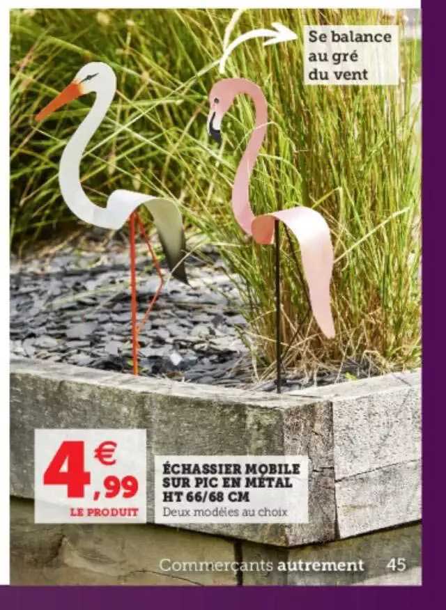 échassier movile sur pic en métal