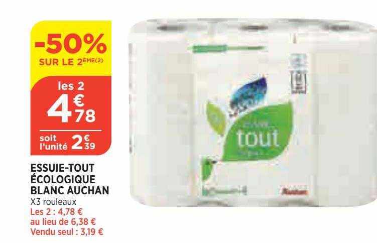 essuie-tout écologique blanc auchan