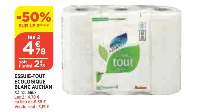 essuie-tout écologique blanc auchan