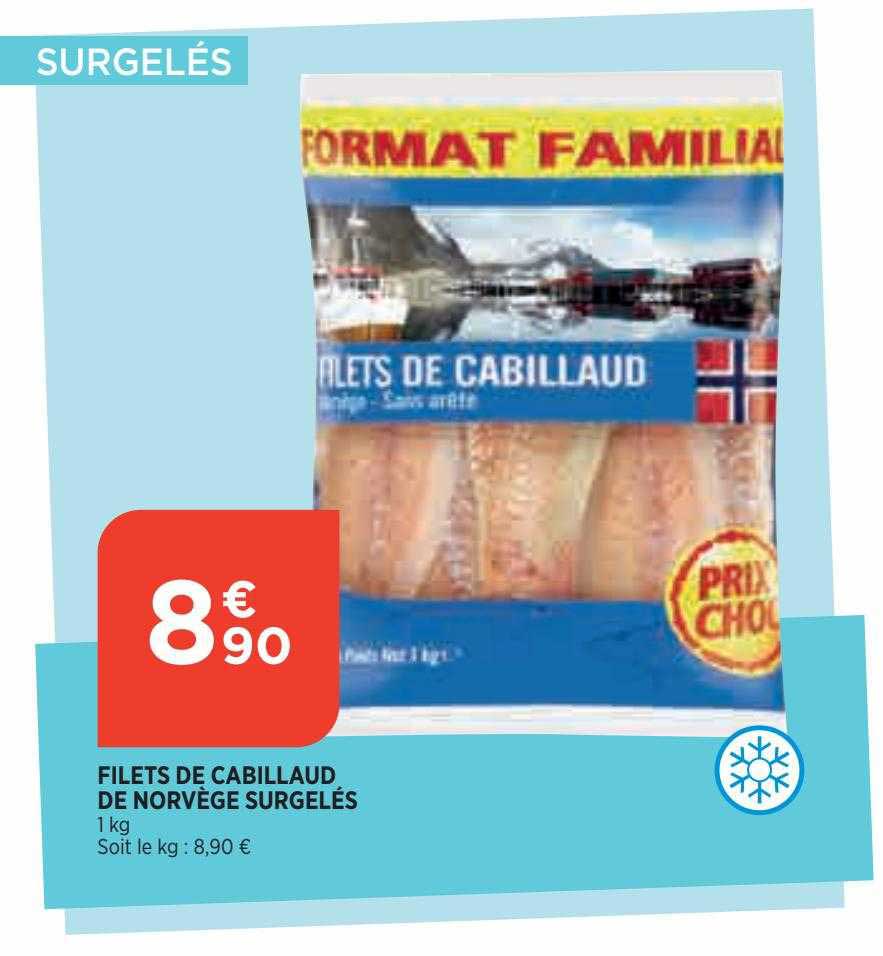 Filets De Cabillaud De Norvège Surgelés
