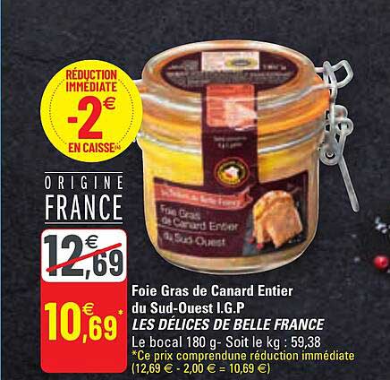 foie gras de canard entier du sud-ouest i.g.p. les délices de belle france