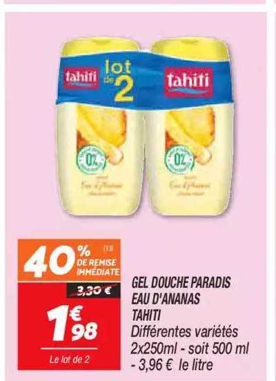 gel douche paradis eau d'ananas tahiti