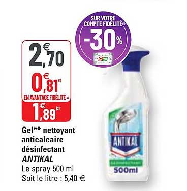 Gel Nettoyant Anticalcaire Désinfectant Antikal