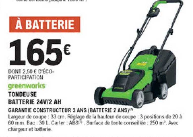 greenworks tondeuse batterie 24v 2 ah