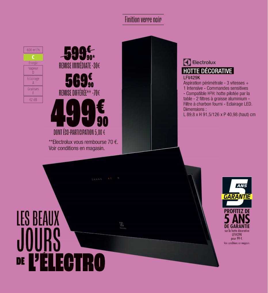 hotte décorative electrolux