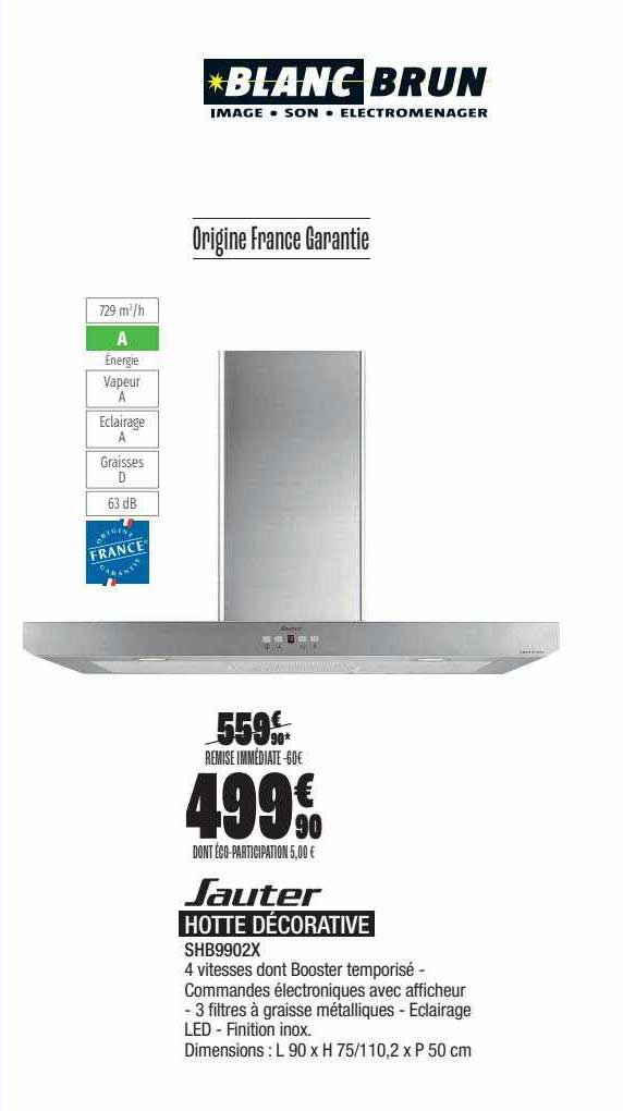 hotte décorative sauter