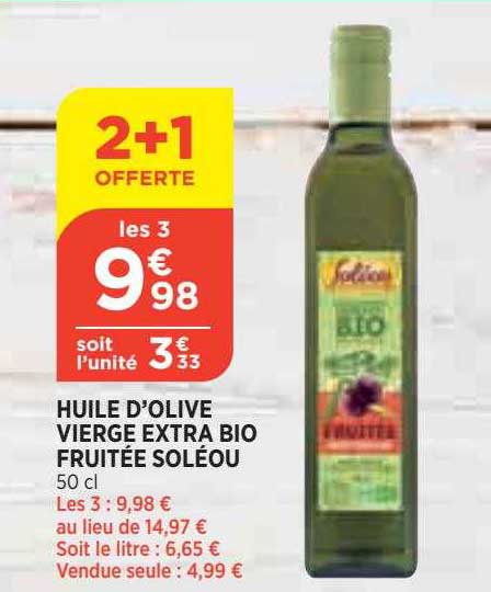 Huile D'olive Vierge Extra Bio Fruitée Soléou