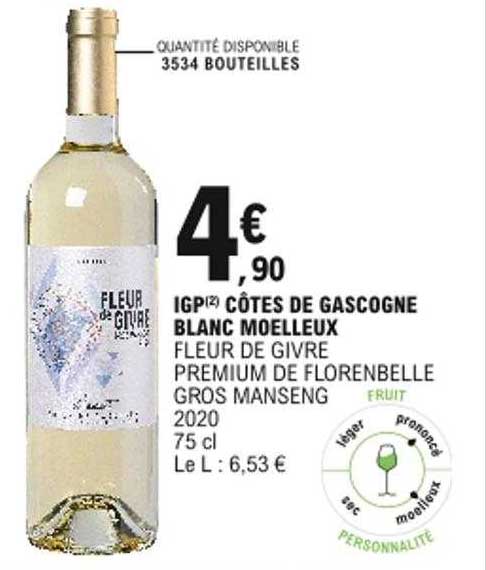 igp côtes de gascogne blanc moelleux fleur de givre premium de florenbelle gros manseng 2020