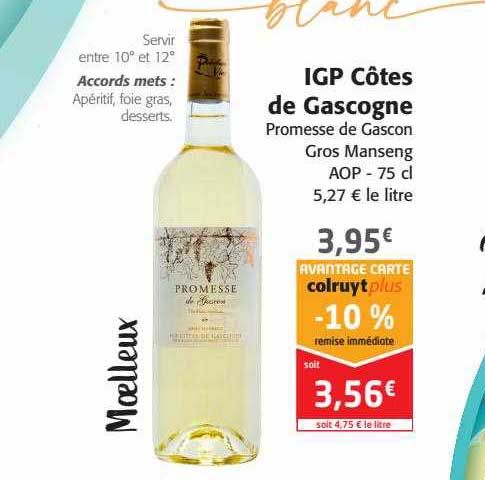 igp côtes de gascogne promesse de gascon gros manseng aop