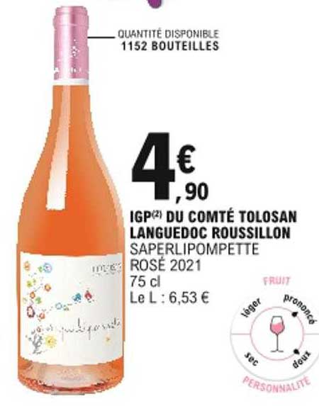 igp du comté tolosan languedoc roussillon saperlipompette rosé 2021