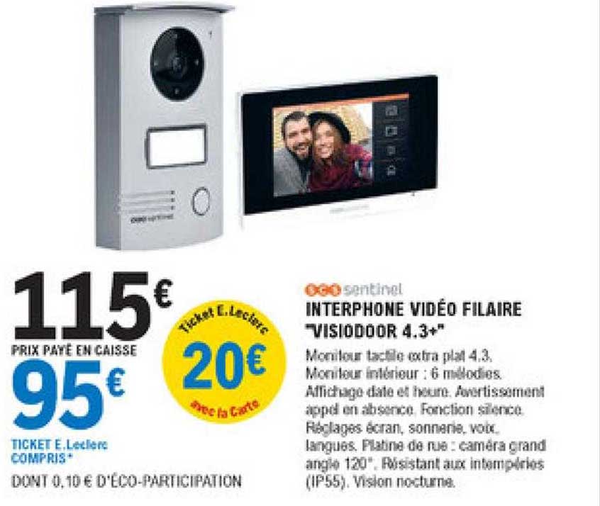 interphone vidéo filaire visiodoor 4.3+ sentinel