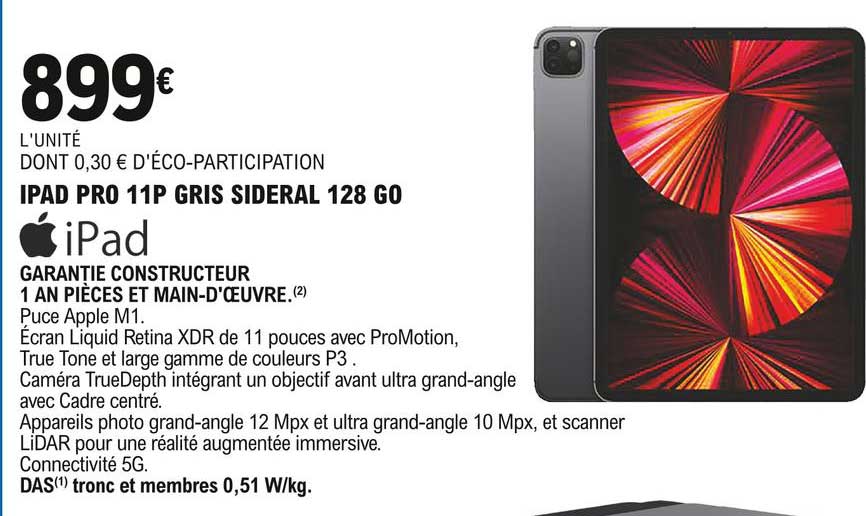 ipad pro 11p gris sideral 128 go