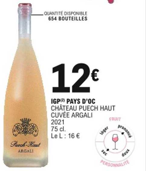 ipg pays d'oc château puech haut cuvée argali 2021