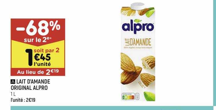 lait d'amande original alpor -68% sur le 2e