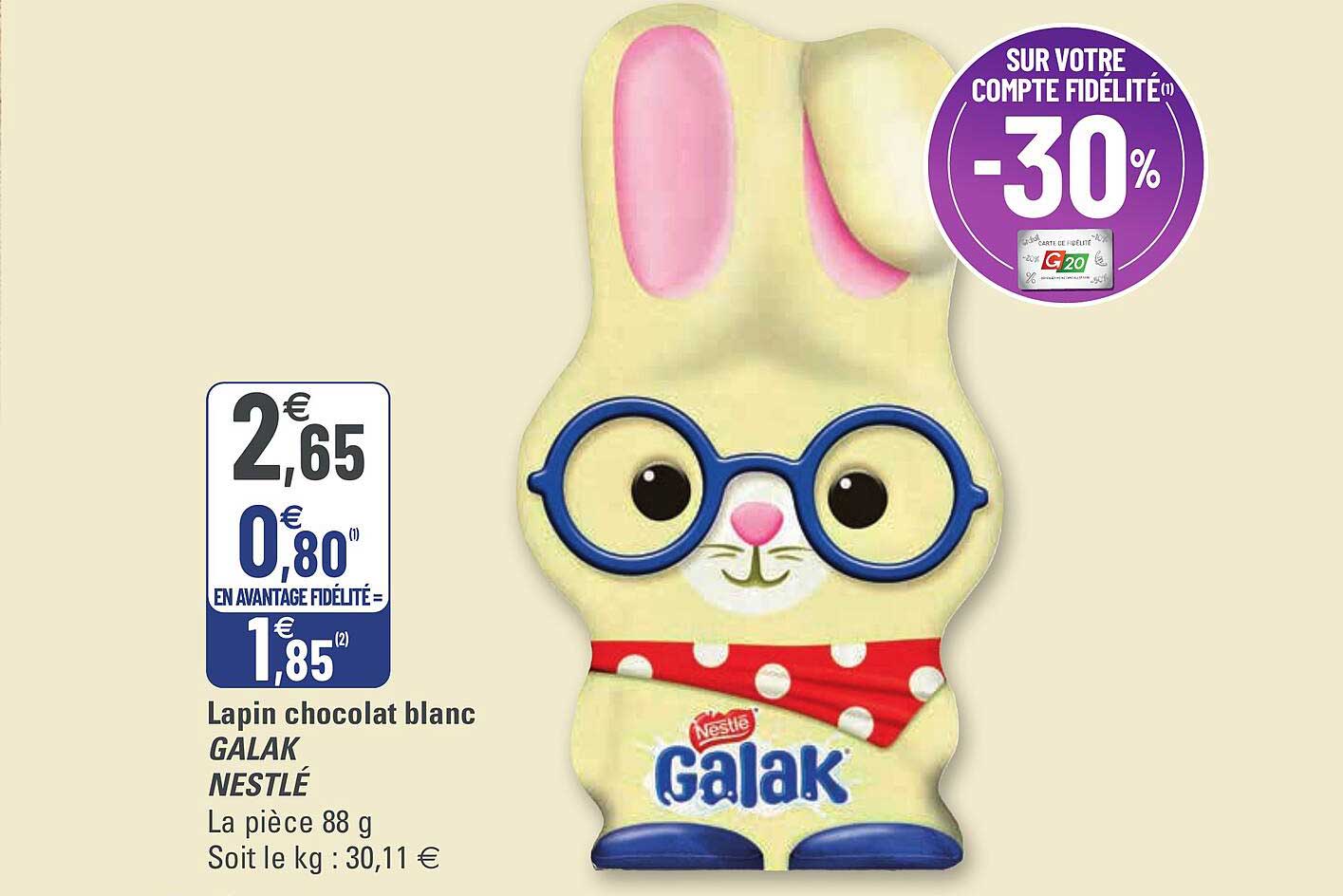 lapin chocolat blanc galak nestlé