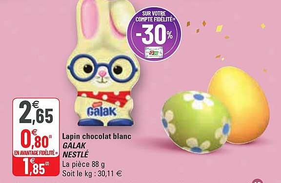 lapin chocolat blanc galak nestlé