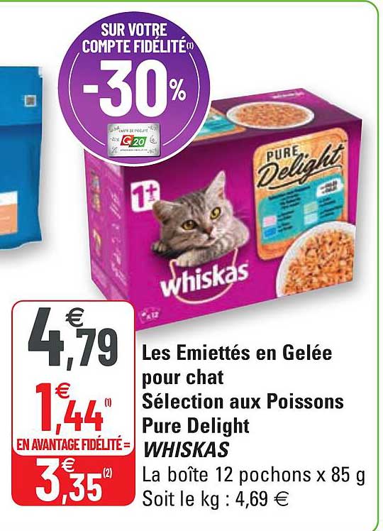 les émiettés en gelée pour chat sélection aux poissons pure delight whiskas