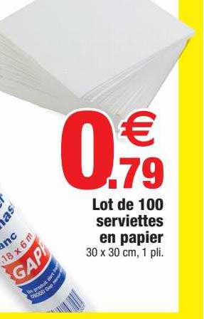 Lot De 100 Serviettes En Papier