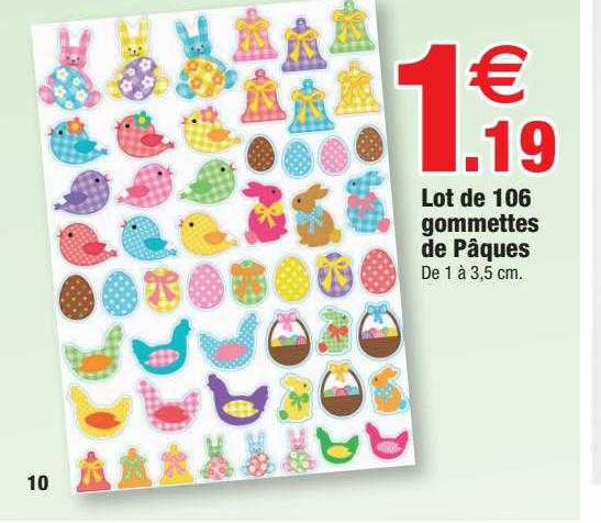 lot de 106 gommettes de pâques