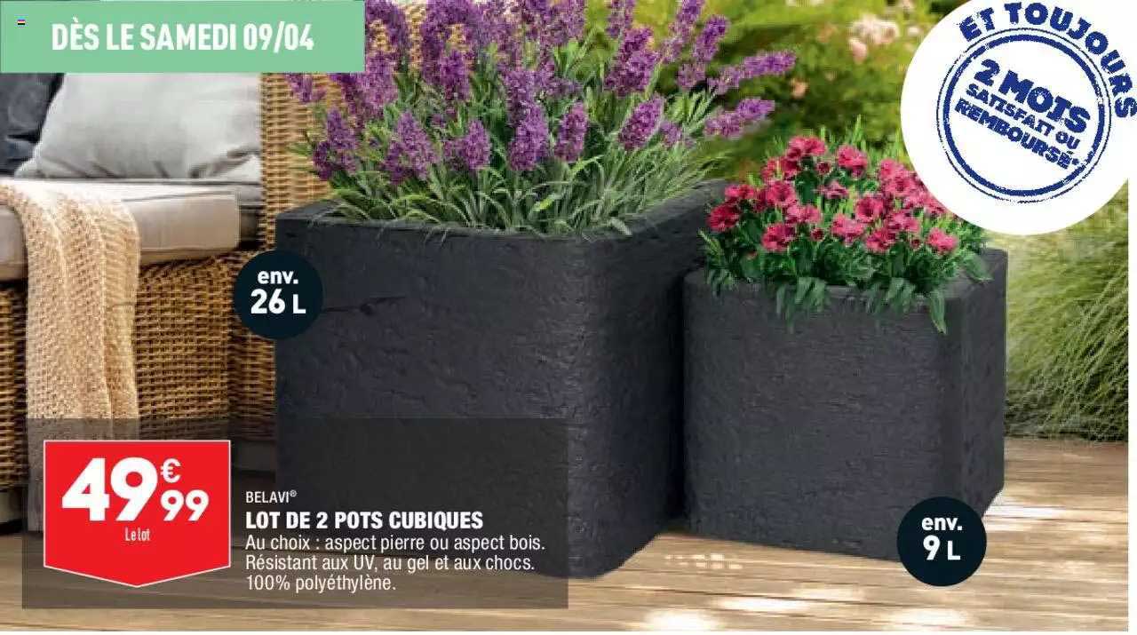 lot de 2 pots cubiques belavi