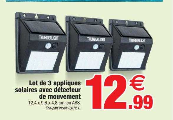 lot de 3 appliques solaires avec détecteur de mouvement