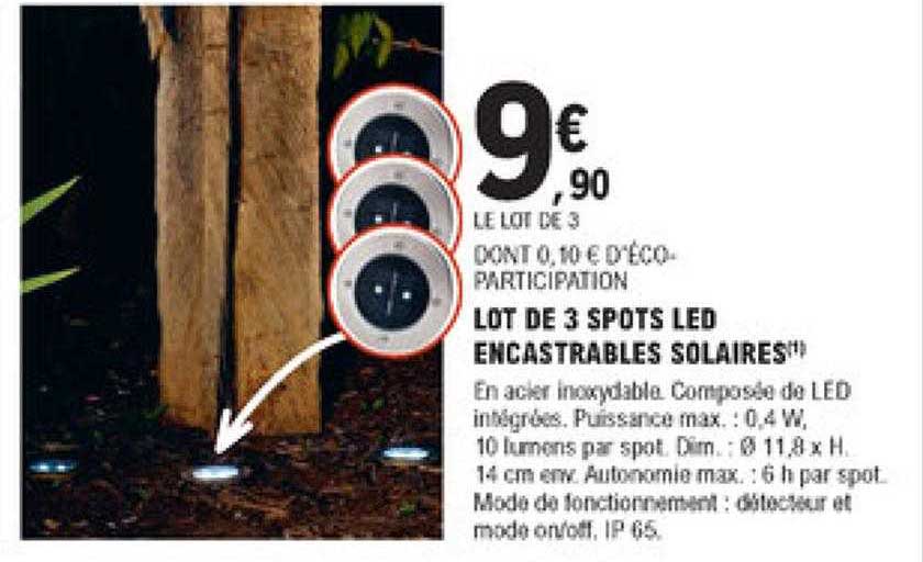 lot de 3 spots led encastrables solaires