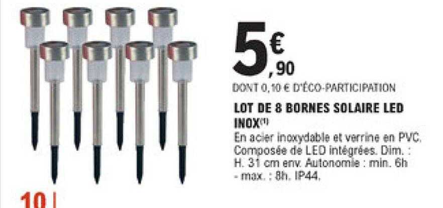 Lot De 8 Bornes Solaire Led Inox