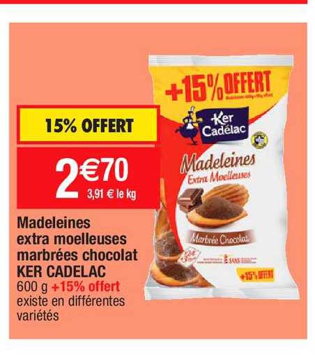 madeleines extra moelleuses marbrées chocolat ker cadelac