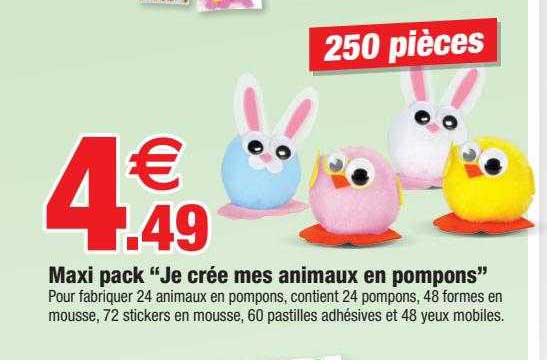 maxi pack "je crée mes animaux en pompons"