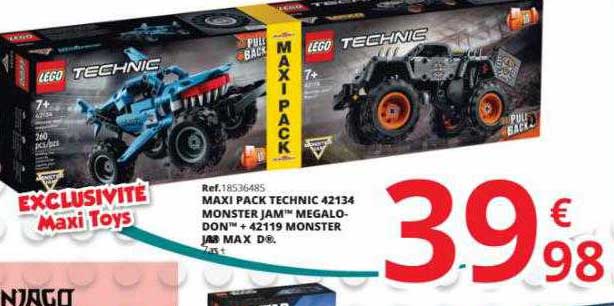 maxi pack technic 42134 monster jam megalodon +42119 monster jam max d