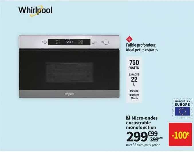 micro-ondes encastrable monofonction whirlpool