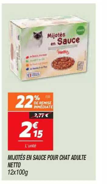 mijotés en sauce pour chat adulte netto