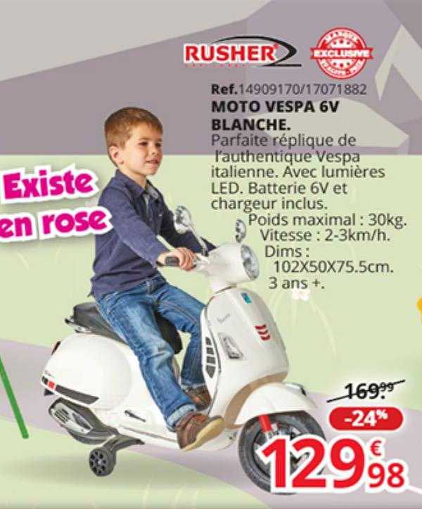moto vespa 6v blanche rusher