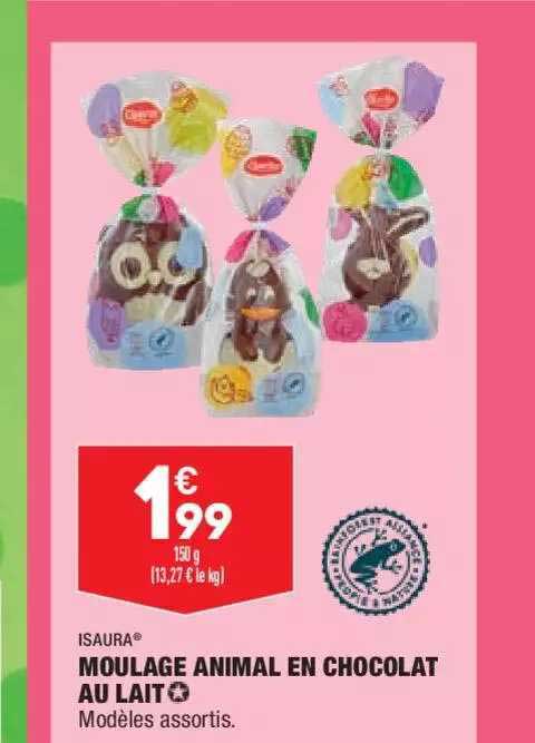 moulage animal en chocolat au lat isaura