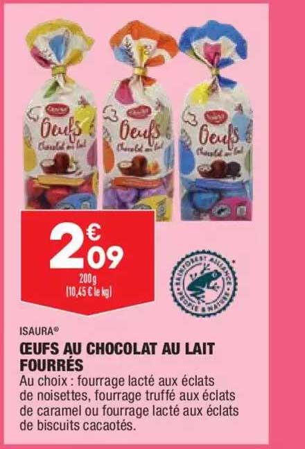 oeufs au chocolat au lait fourrés isaura