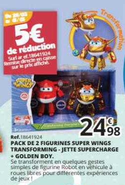 pack de 2 figurines super wings transforming - jette supercharger + golden boy