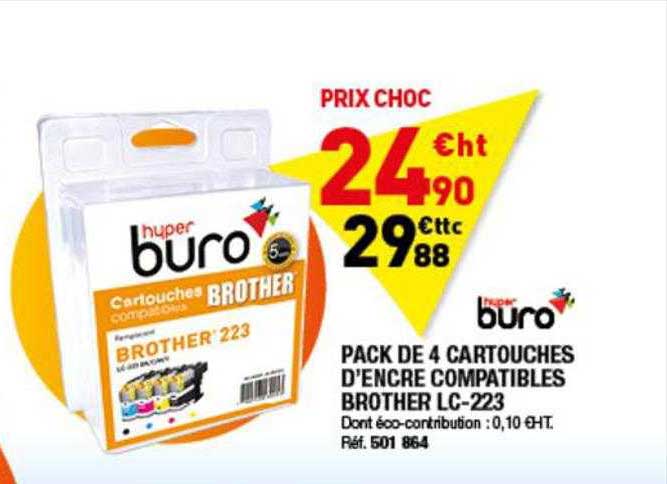 pack de 4 cartouches d'encre compatibles brother lc-223 buro