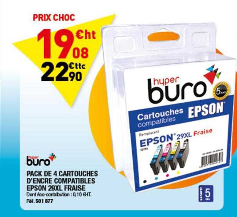pack de 4 cartouches d'encre compatibles epson 29xl fraise