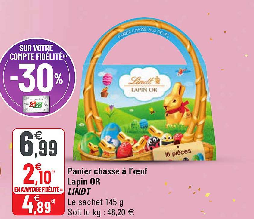 panier chasse à l'œuf lapin or lindt